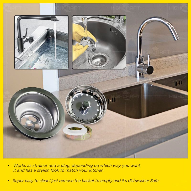 Everflow 7516 Kitchen Sink (3-1/2 Inch) Stainless Steel Drain Assembly With Strainer Basket-and Water Stopper, Single - Image 4